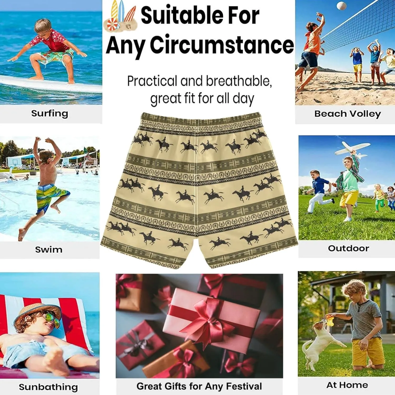 visesunny Cool Summer Boys Surfing Board Shorts Quick Dry Boys Swim Shorts Toddlers Swim Trunks Size from 2T to 14/16