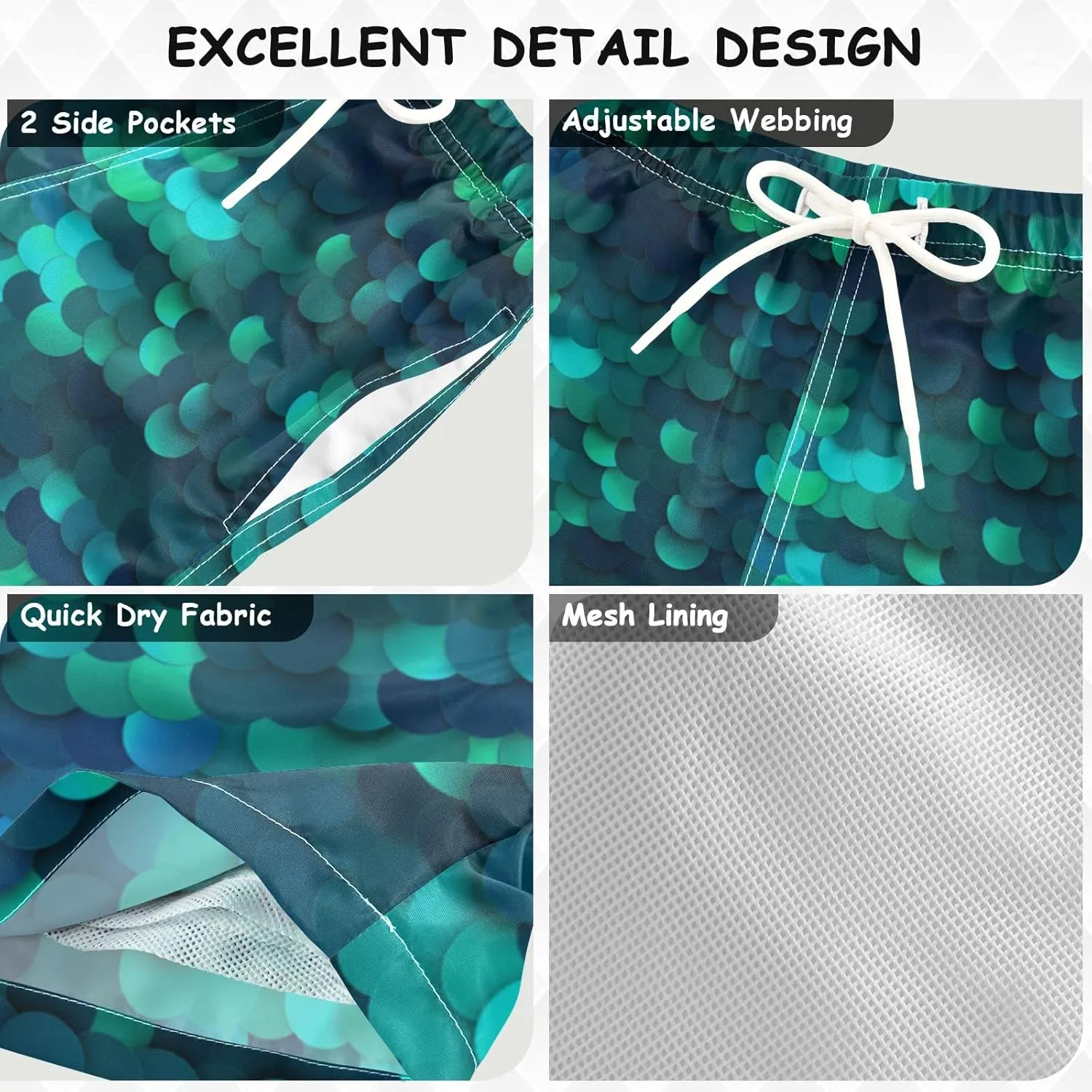 visesunny Cool Summer Boys Surfing Board Shorts Quick Dry Boys Swim Shorts Toddlers Swim Trunks Size from 2T to 14/16