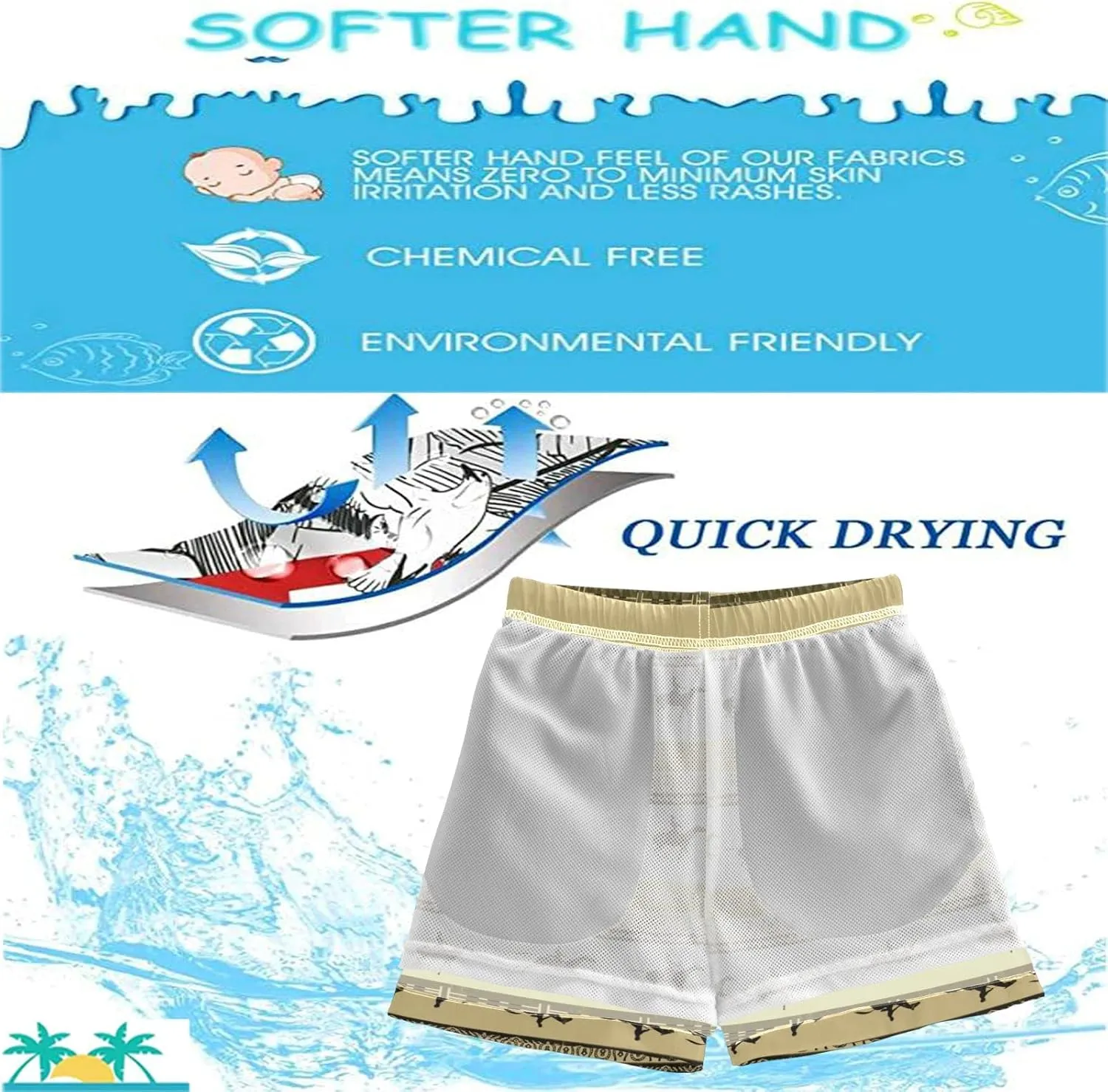 visesunny Cool Summer Boys Surfing Board Shorts Quick Dry Boys Swim Shorts Toddlers Swim Trunks Size from 2T to 14/16