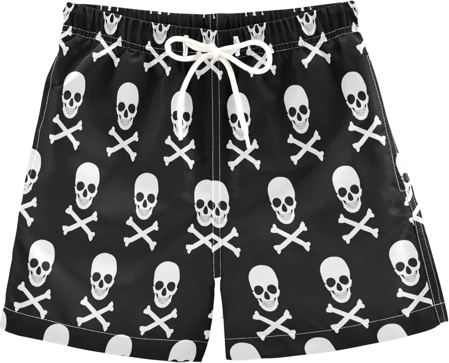 visesunny Cool White Skull Boys Toddler Swim Trunks Boy Bathing Suit Beachwear Sports Baby Kids Board Shorts