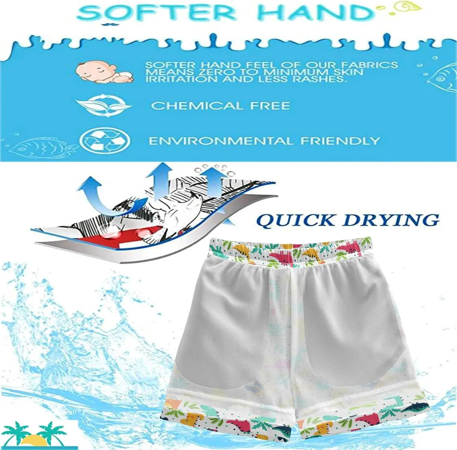 visesunny Funny Boys Swim Trunks Quick Dry Swim Shorts Kids Bathing Suits Toddler Boy Swimsuit Swimwear Size from 2T to 14/16