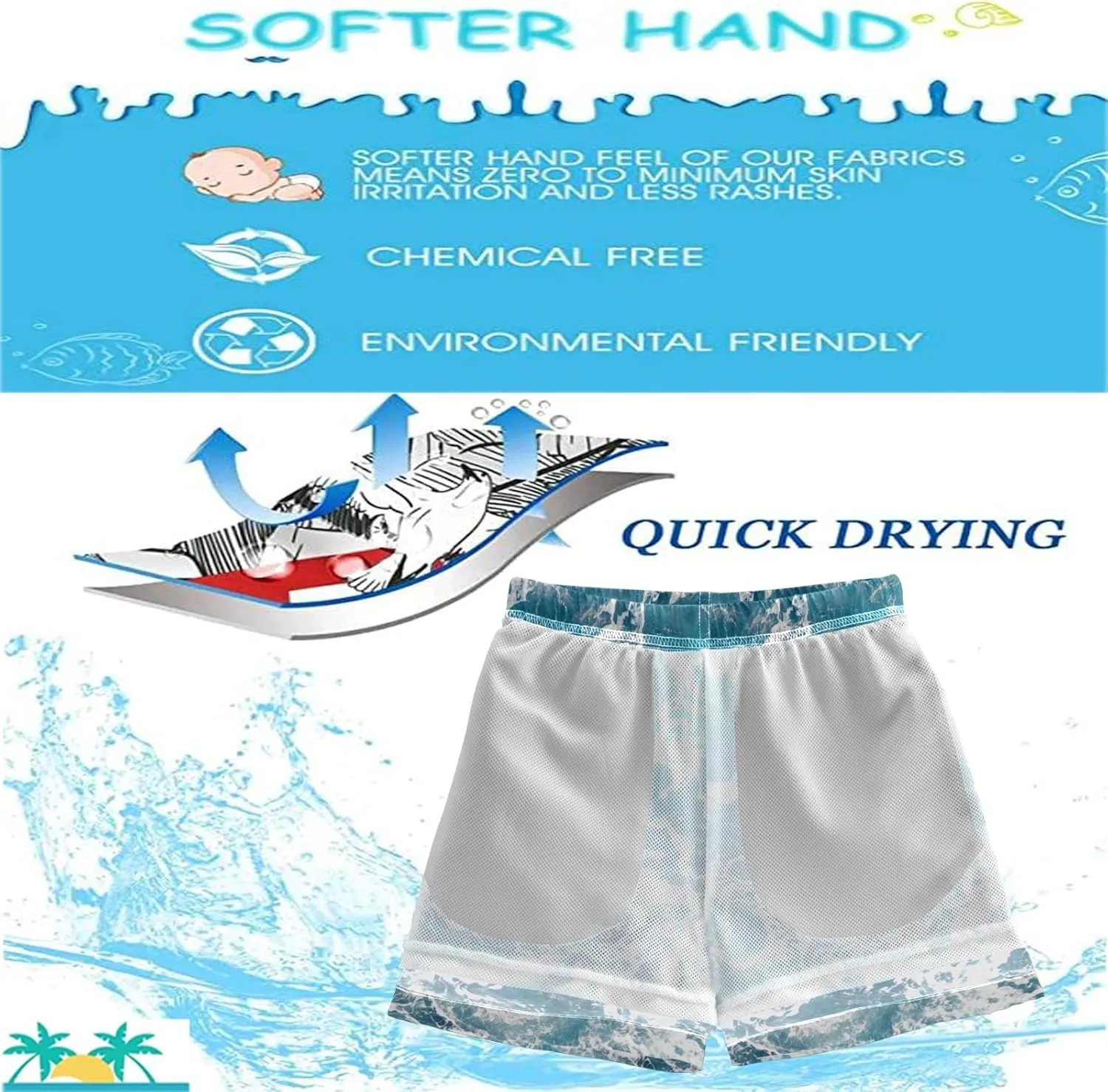 visesunny Funny Boys Swim Trunks Quick Dry Swim Shorts Kids Bathing Suits Toddler Boy Swimsuit Swimwear Size from 2T to 14/16