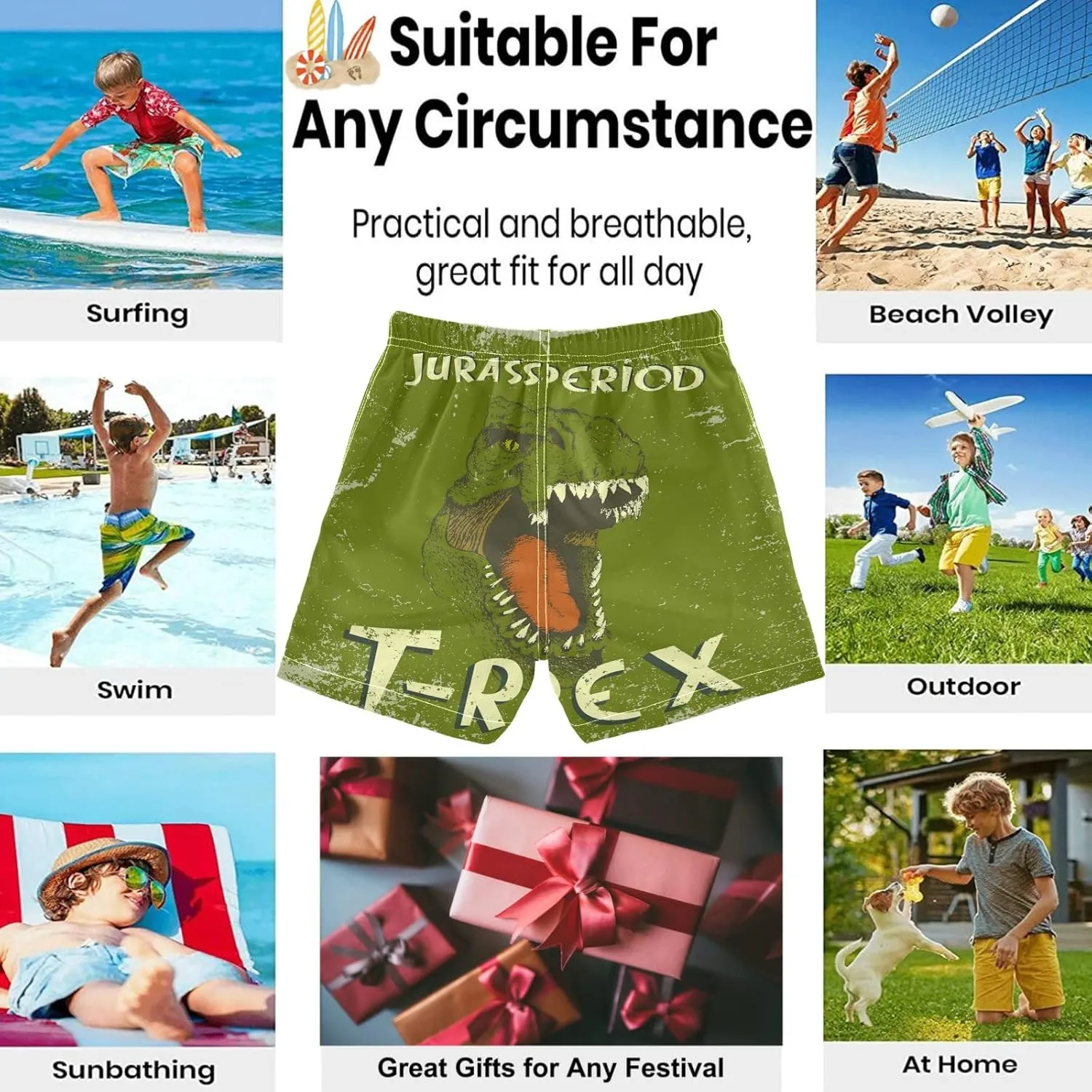 visesunny Funny Boys Swim Trunks Quick Dry Swim Shorts Kids Bathing Suits Toddler Boy Swimsuit Swimwear Size from 2T to 14/16