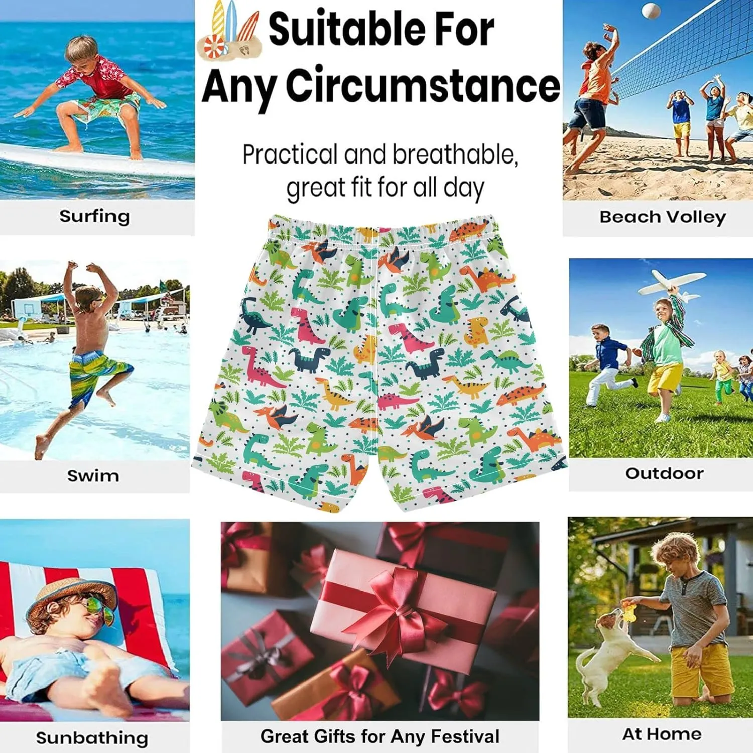 visesunny Funny Boys Swim Trunks Quick Dry Swim Shorts Kids Bathing Suits Toddler Boy Swimsuit Swimwear Size from 2T to 14/16