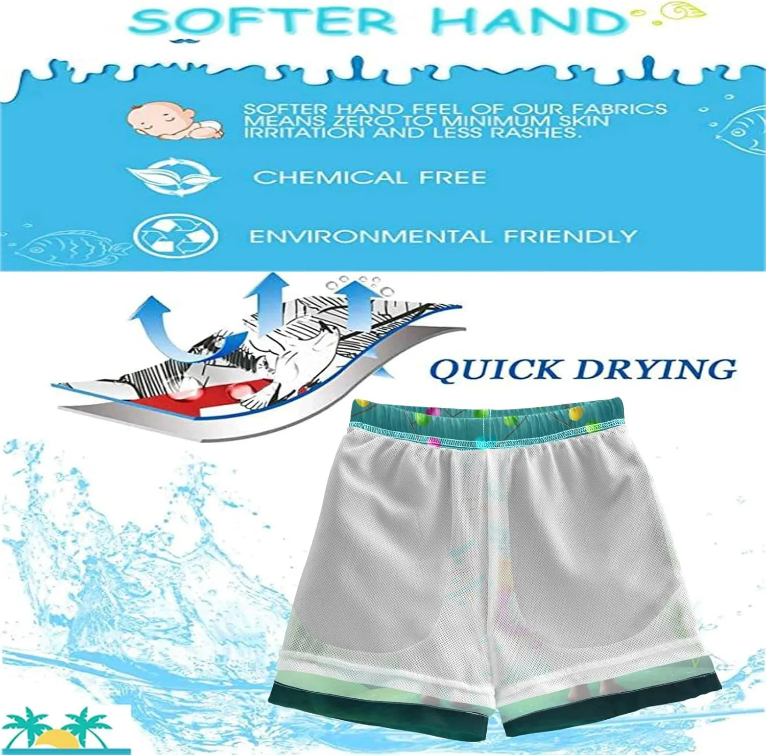 visesunny Funny Boys' Swim Trunks Toddler Quick Dry Beach Board Shorts Toddler Baby Boy Swimsuits
