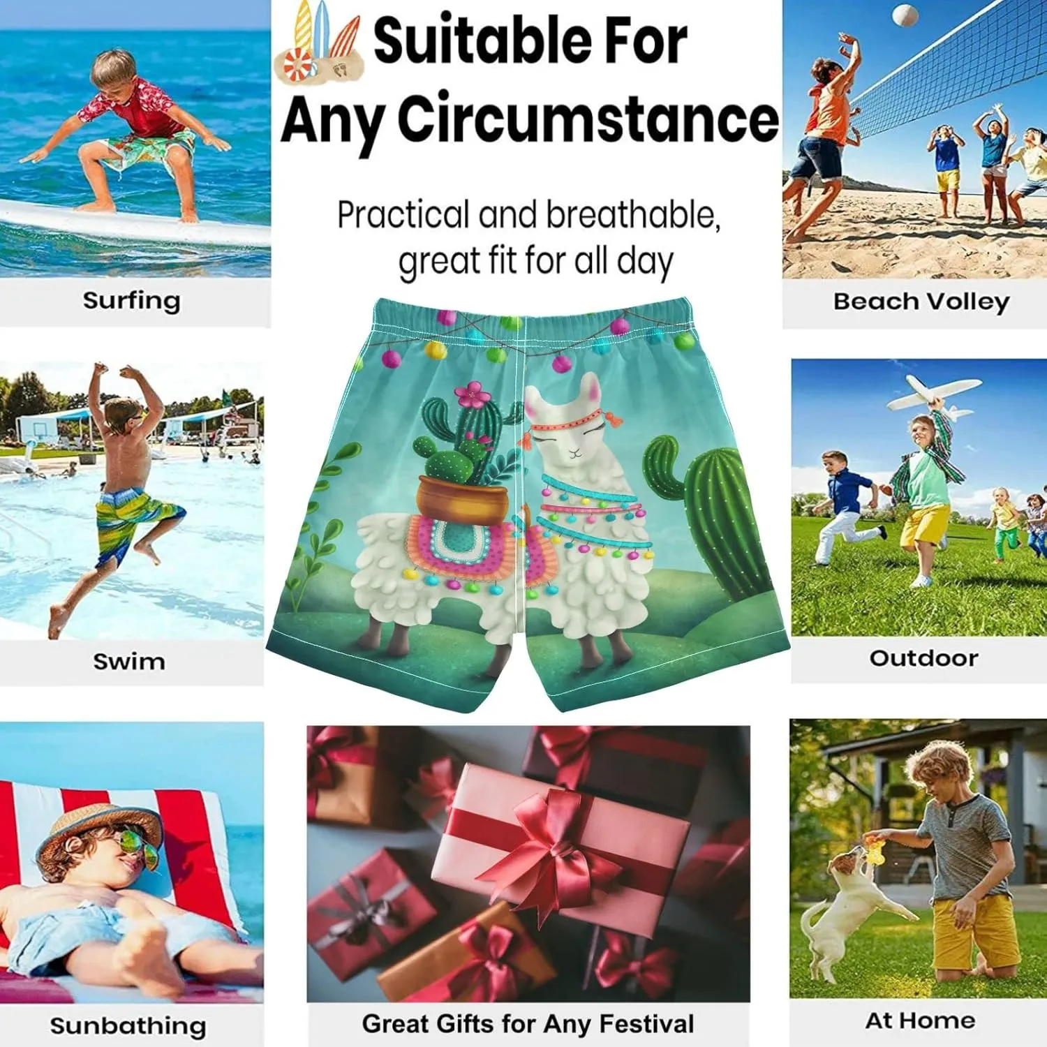 visesunny Funny Boys' Swim Trunks Toddler Quick Dry Beach Board Shorts Toddler Baby Boy Swimsuits