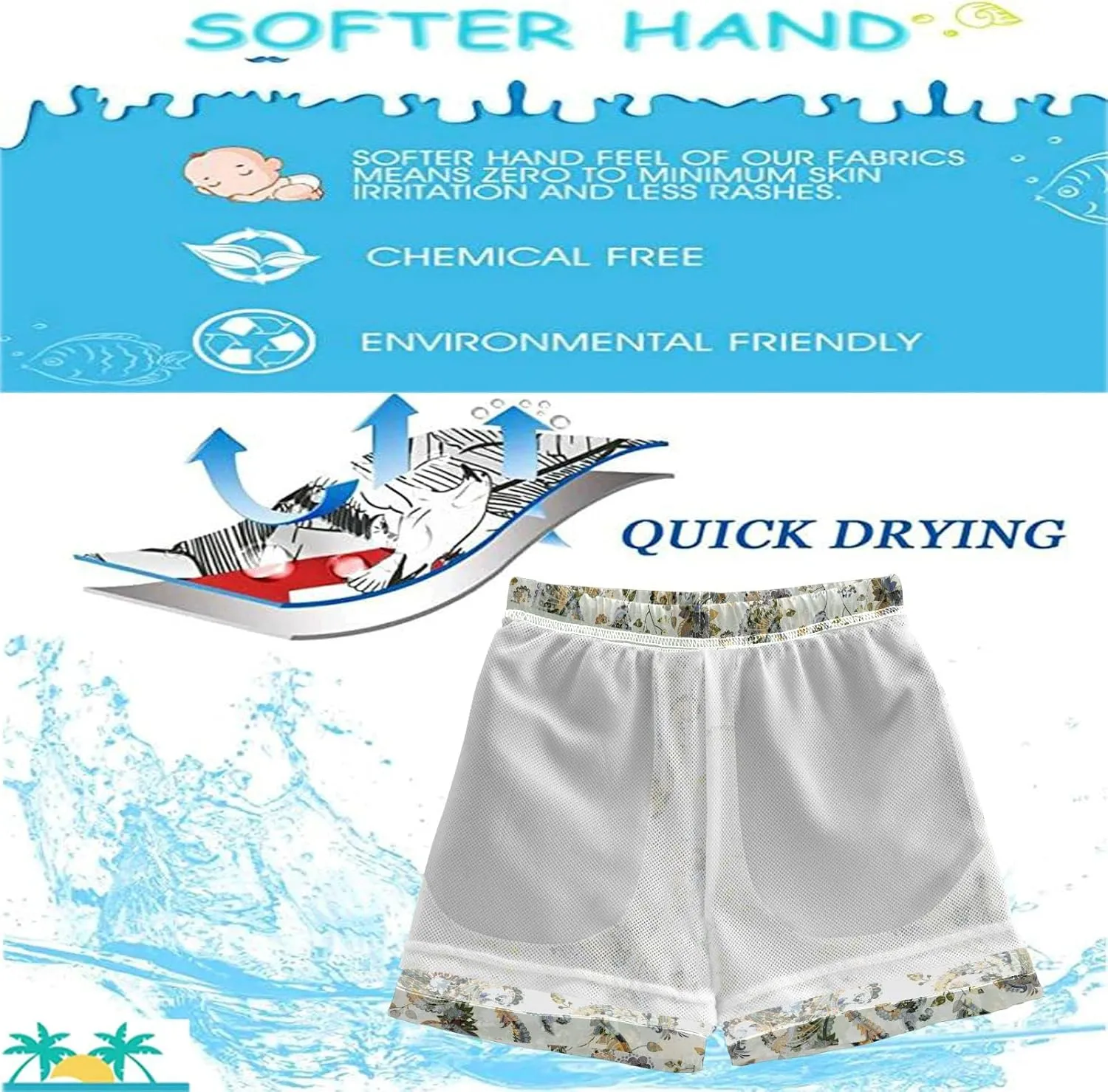 visesunny Funny Boys' Swim Trunks Toddler Quick Dry Beach Board Shorts Toddler Baby Boy Swimsuits