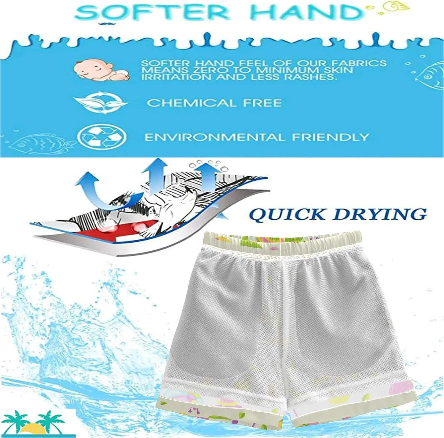 visesunny Funny Boys' Swim Trunks Toddler Quick Dry Beach Board Shorts Toddler Baby Boy Swimsuits