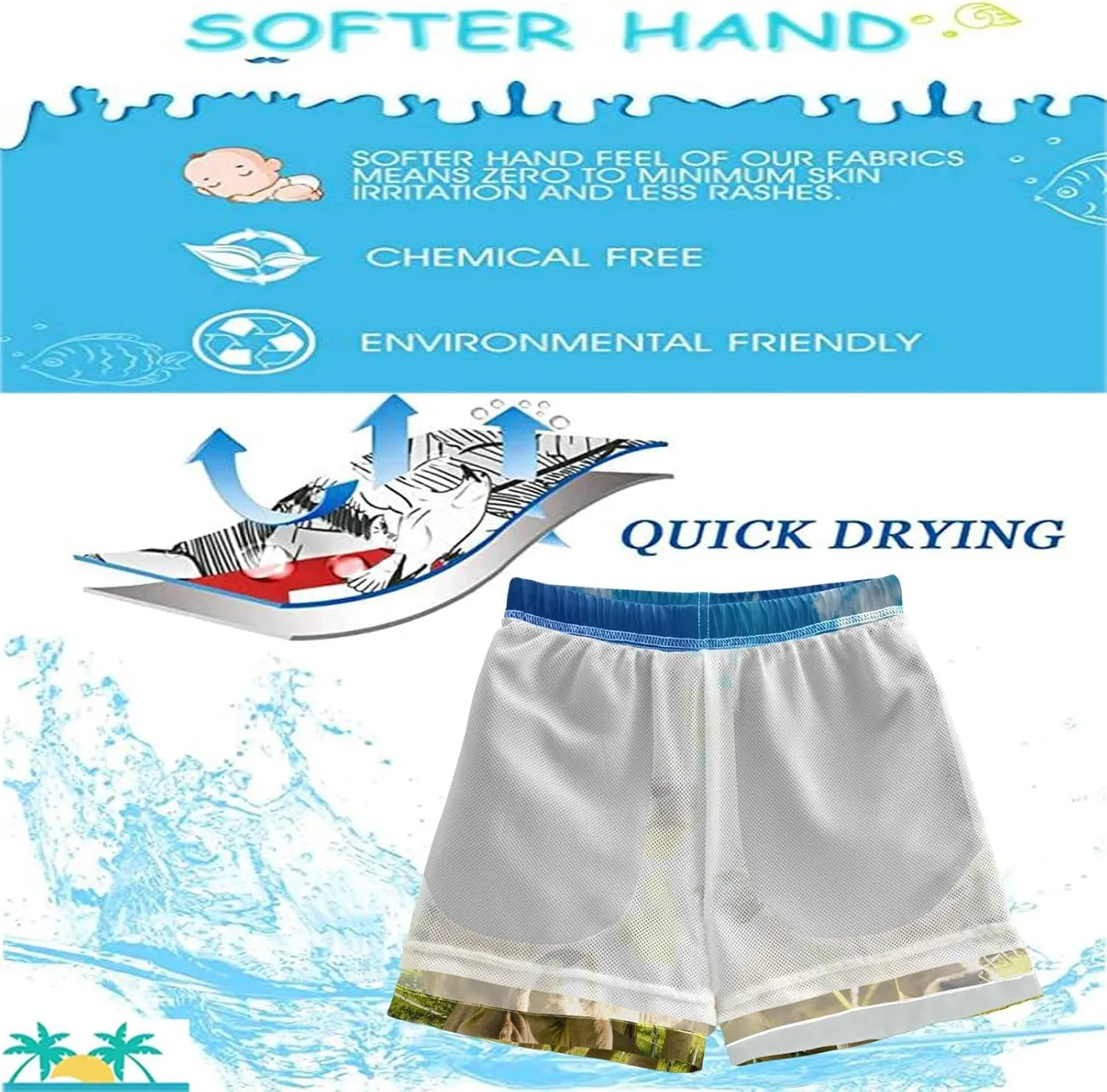 visesunny Funny Boys' Swim Trunks Toddler Quick Dry Beach Board Shorts Toddler Baby Boy Swimsuits