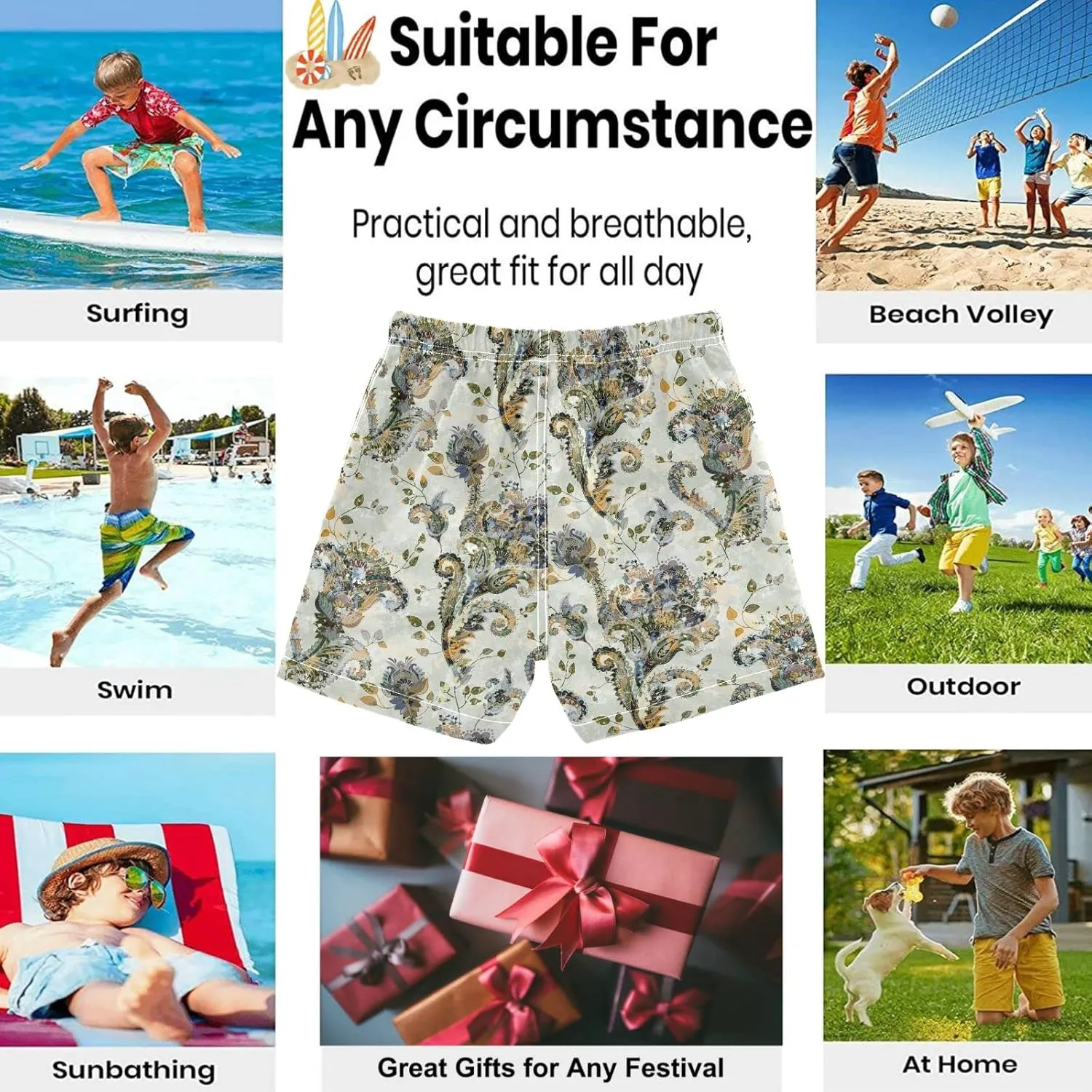 visesunny Funny Boys' Swim Trunks Toddler Quick Dry Beach Board Shorts Toddler Baby Boy Swimsuits