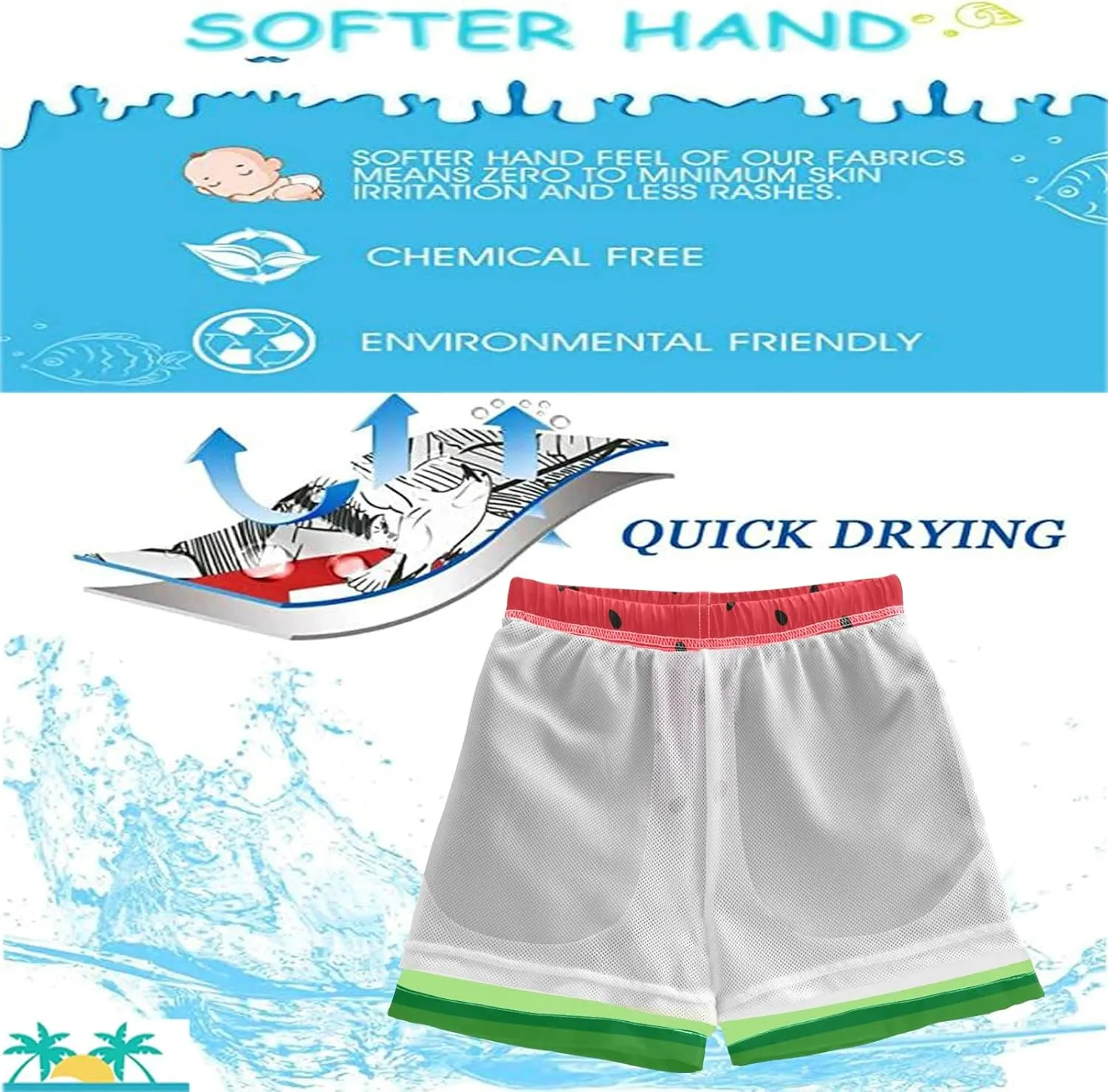 visesunny Little Boys Quick Dry Beach Board Shorts Kids Swim Trunk Swimsuit Beach Shorts Swim Trunk for Infant Baby Boy Teens