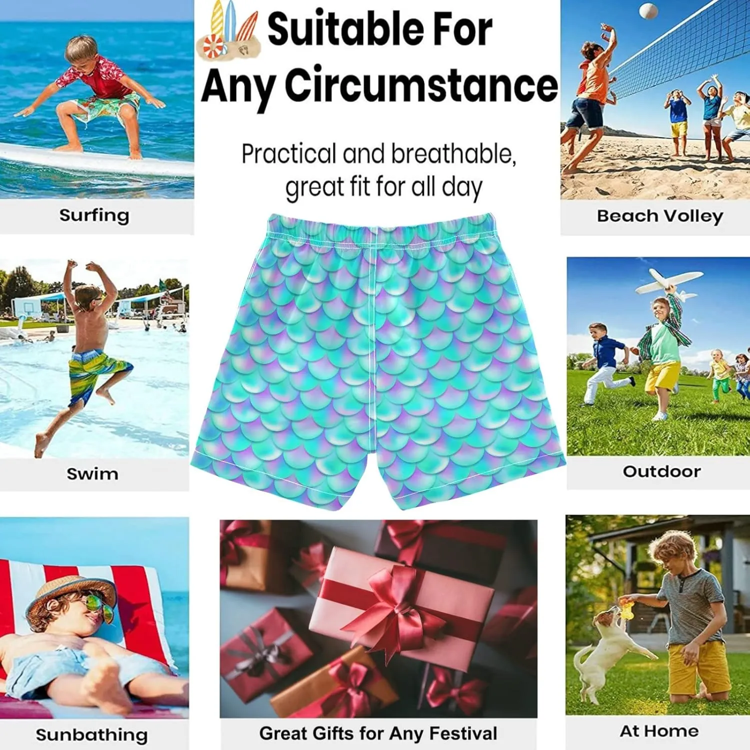 visesunny Little Boys Quick Dry Beach Board Shorts Kids Swim Trunk Swimsuit Beach Shorts Swim Trunk for Infant Baby Boy Teens