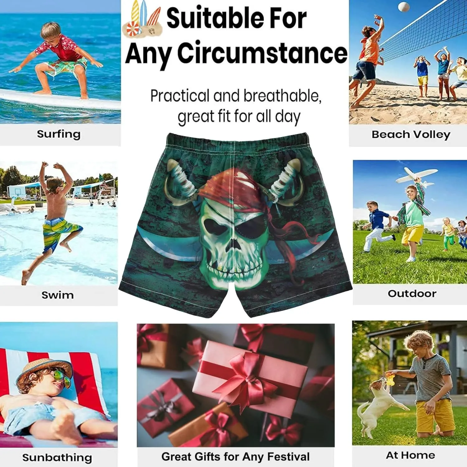 visesunny Little Boys Quick Dry Beach Board Shorts Kids Swim Trunk Swimsuit Beach Shorts Swim Trunk for Infant Baby Boy Teens