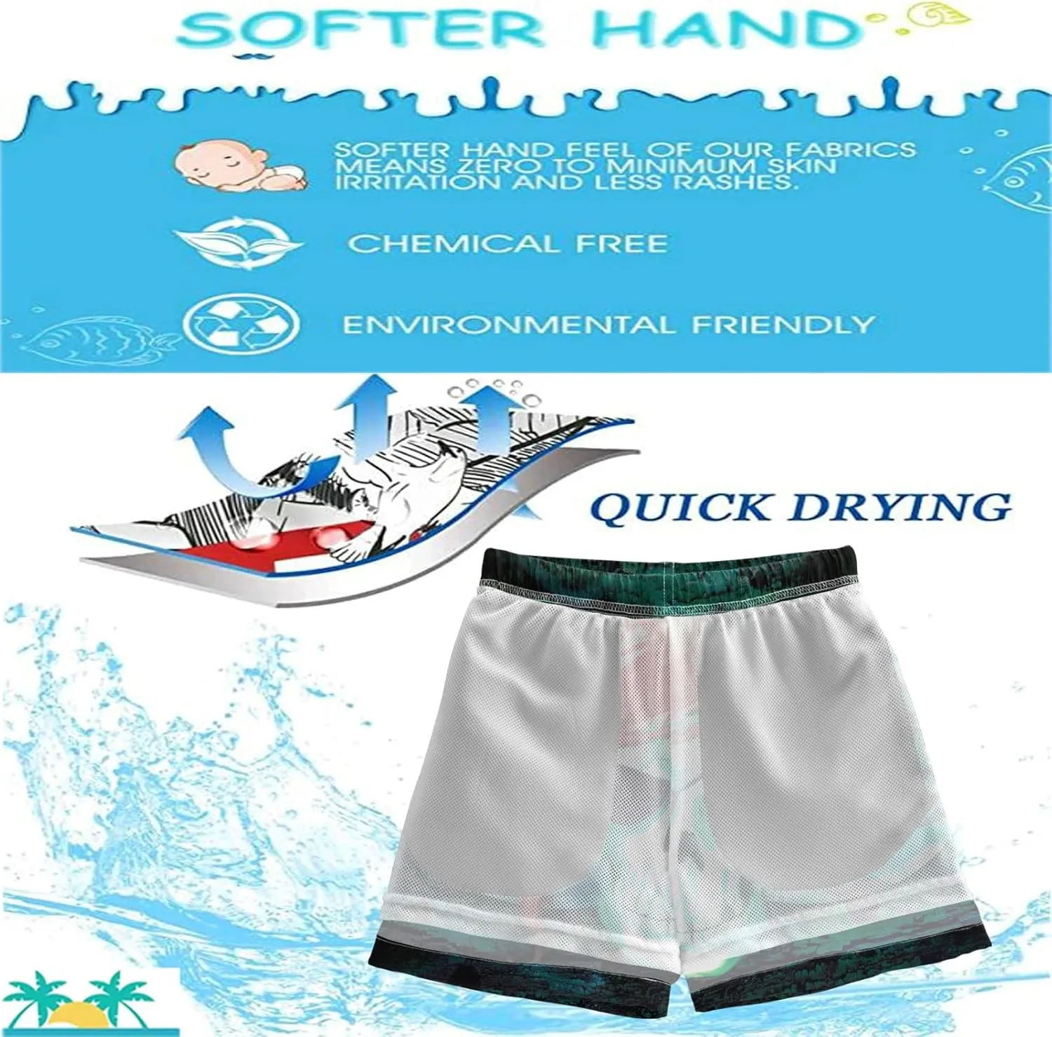 visesunny Little Boys Quick Dry Beach Board Shorts Kids Swim Trunk Swimsuit Beach Shorts Swim Trunk for Infant Baby Boy Teens