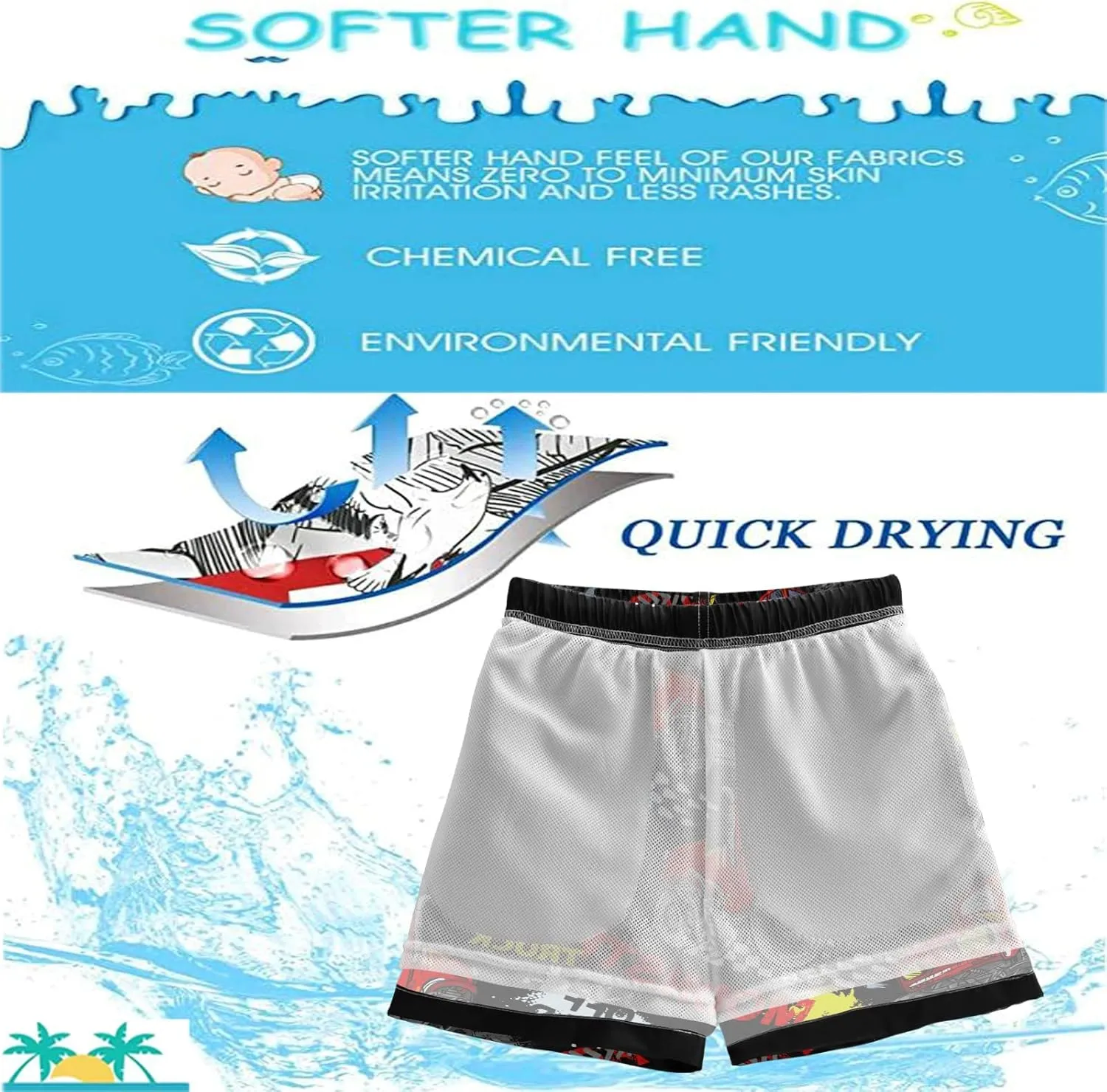 visesunny Little Boys Quick Dry Beach Board Shorts Kids Swim Trunk Swimsuit Beach Shorts Swim Trunk for Infant Baby Boy Teens
