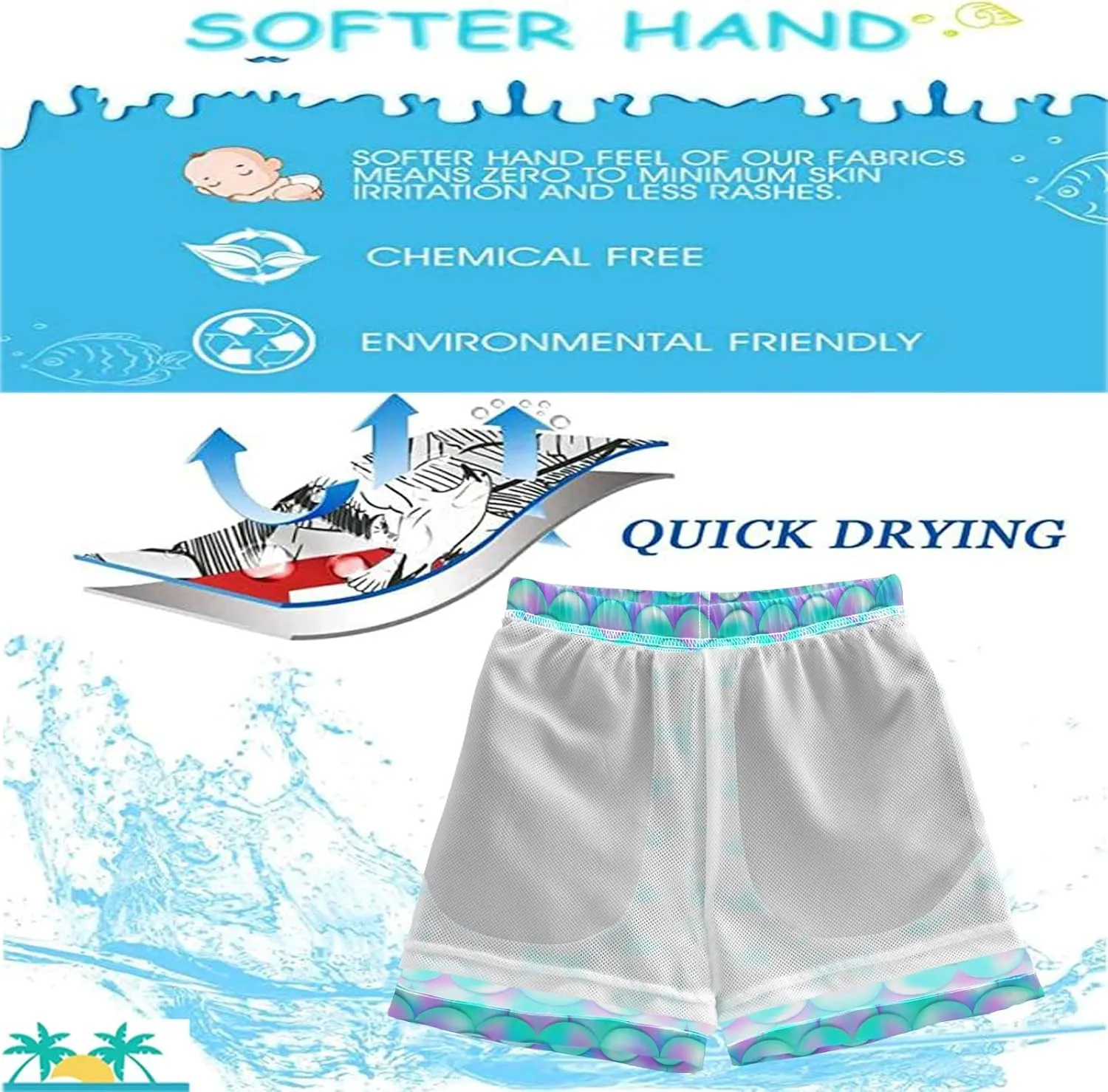 visesunny Little Boys Quick Dry Beach Board Shorts Kids Swim Trunk Swimsuit Beach Shorts Swim Trunk for Infant Baby Boy Teens