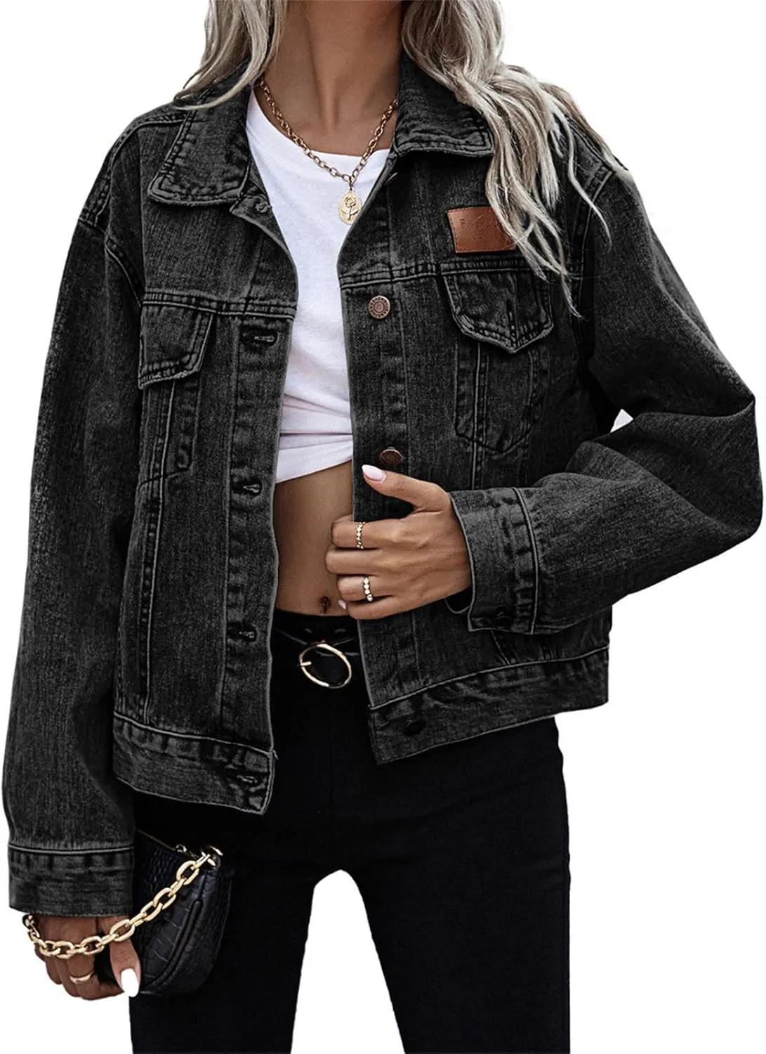 VIVICOLOR Women's Oversized Denim Trucker Jackets Women's Denim Trucker Jackets