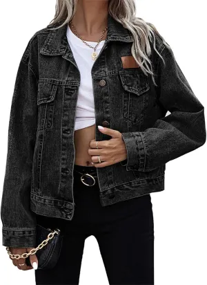 VIVICOLOR Women's Oversized Denim Trucker Jackets Women's Denim Trucker Jackets
