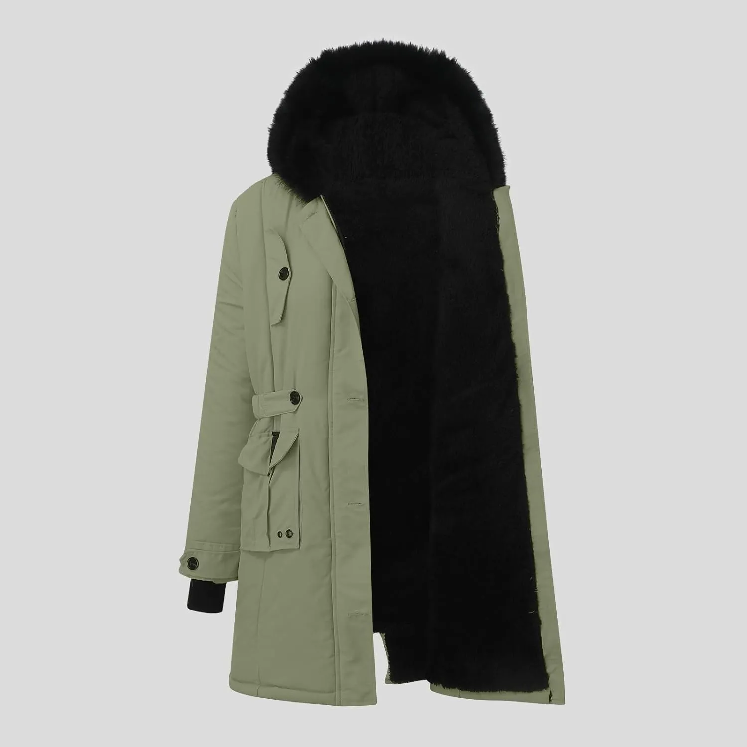 Warm Jacket Size Winter Coat Lapel Collar Long Sleeve Jacket Vintage Thicken Coat Womens 2024 Winter Zip Puffer