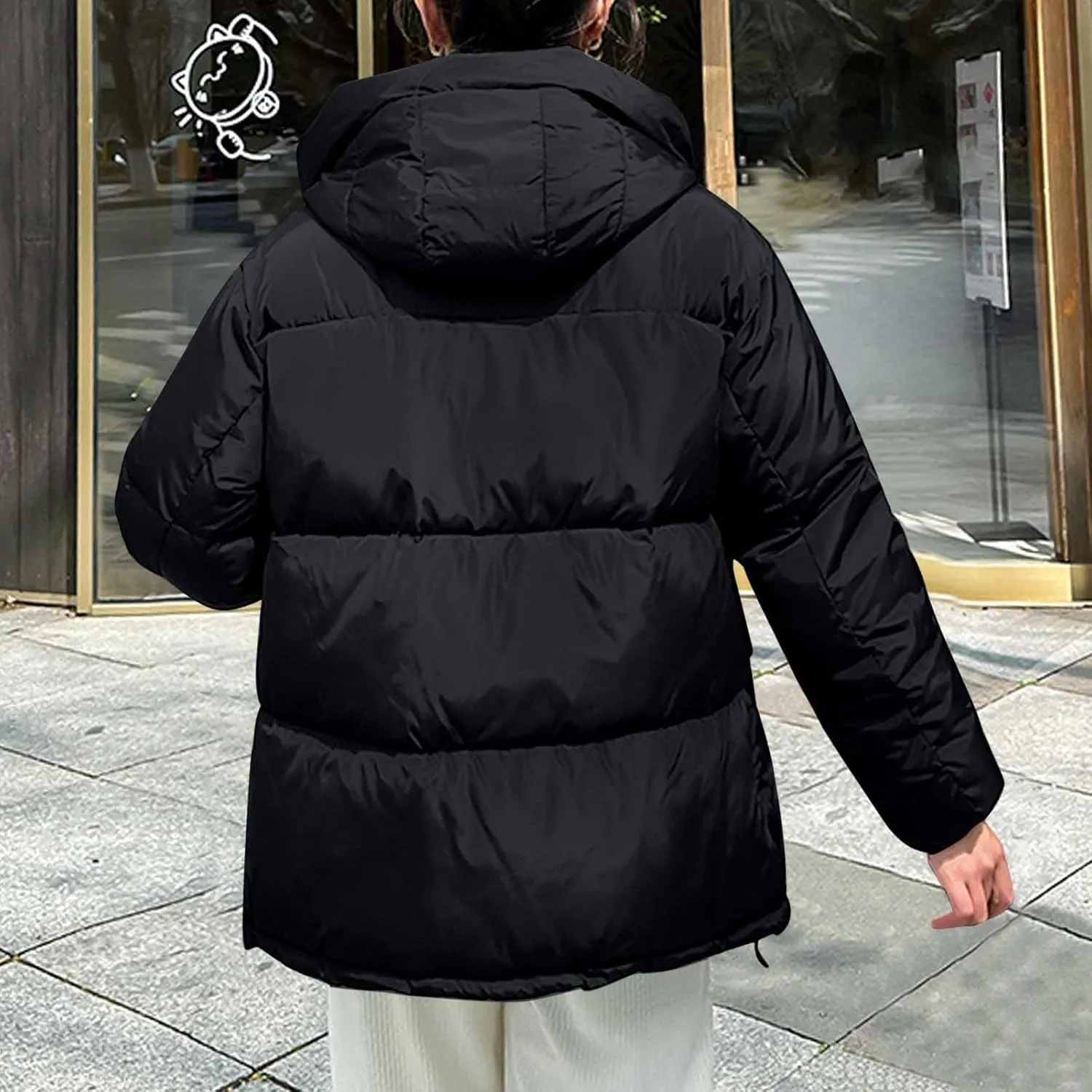 Warm Winter Coats for Women 2025 Trendy Loose Hooded Puffer Jacket Down Coat Puffy Wadded Jackets Overcoat