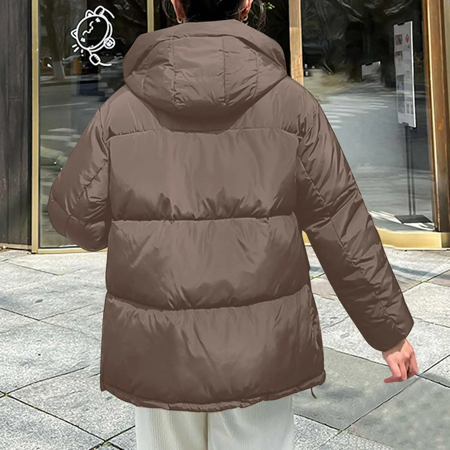 Warm Winter Coats for Women 2025 Trendy Loose Hooded Puffer Jacket Down Coat Puffy Wadded Jackets Overcoat