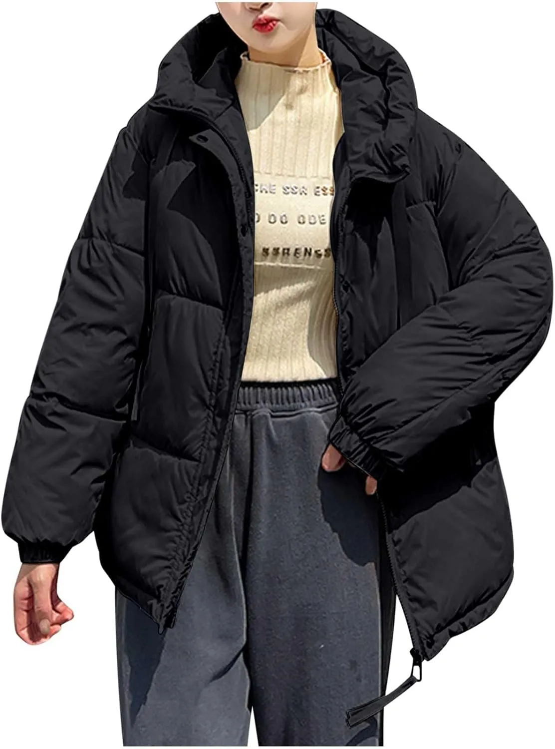 Warm Winter Coats for Women 2025 Trendy Loose Hooded Puffer Jacket Down Coat Puffy Wadded Jackets Overcoat