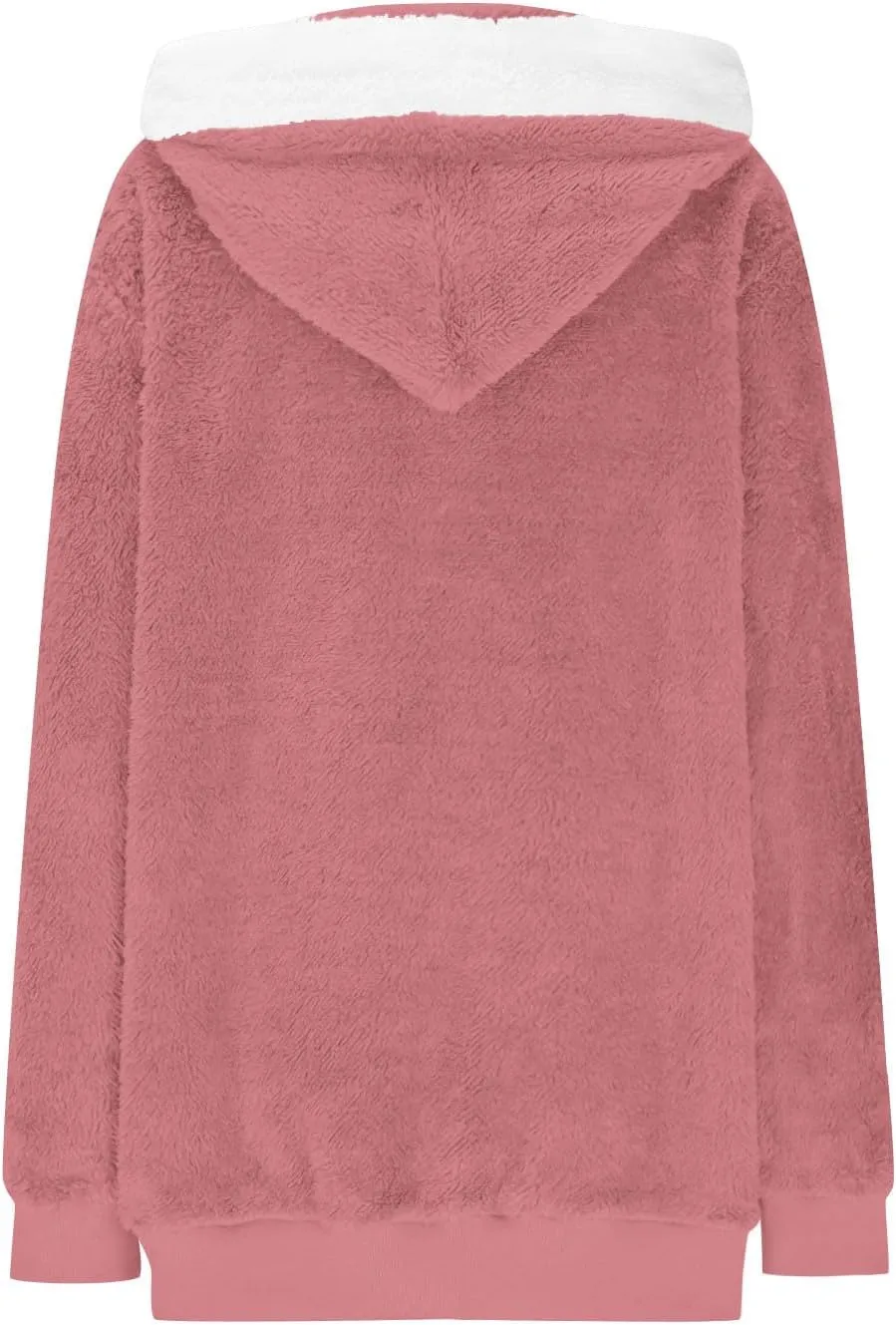 Warm Winter Coats for Women Fuzzy Fleece Jacket Fur Hooded Color Block Cardigan Zip Up Outerwear with Pockets