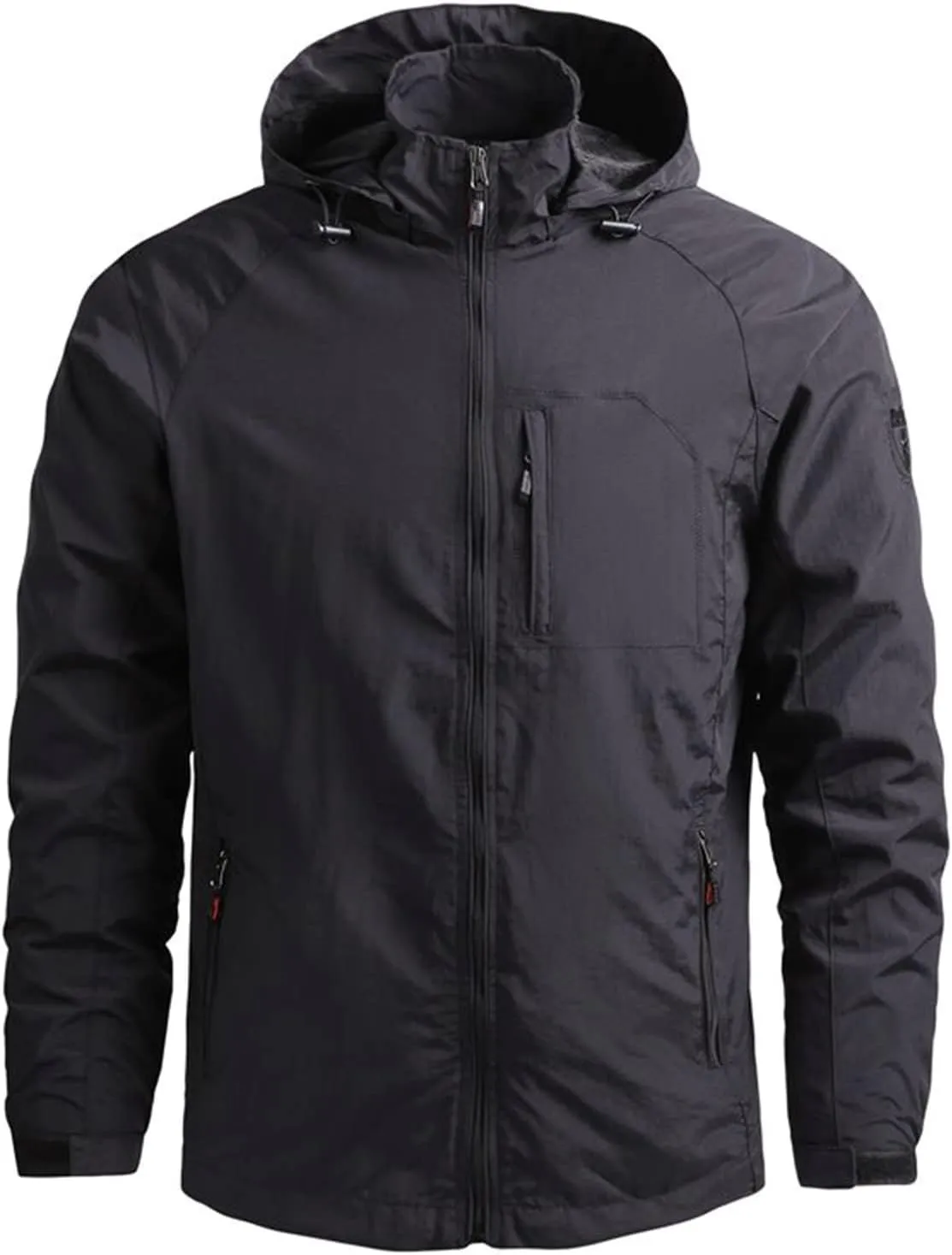 Waterproof Jackets For Men, Men'S Rain Jacket Windbreaker Cycling Running Raincoat With Hood Lightweight Mens Jackets Fall Men Jackets Fashion Jacket (3XL, Black)