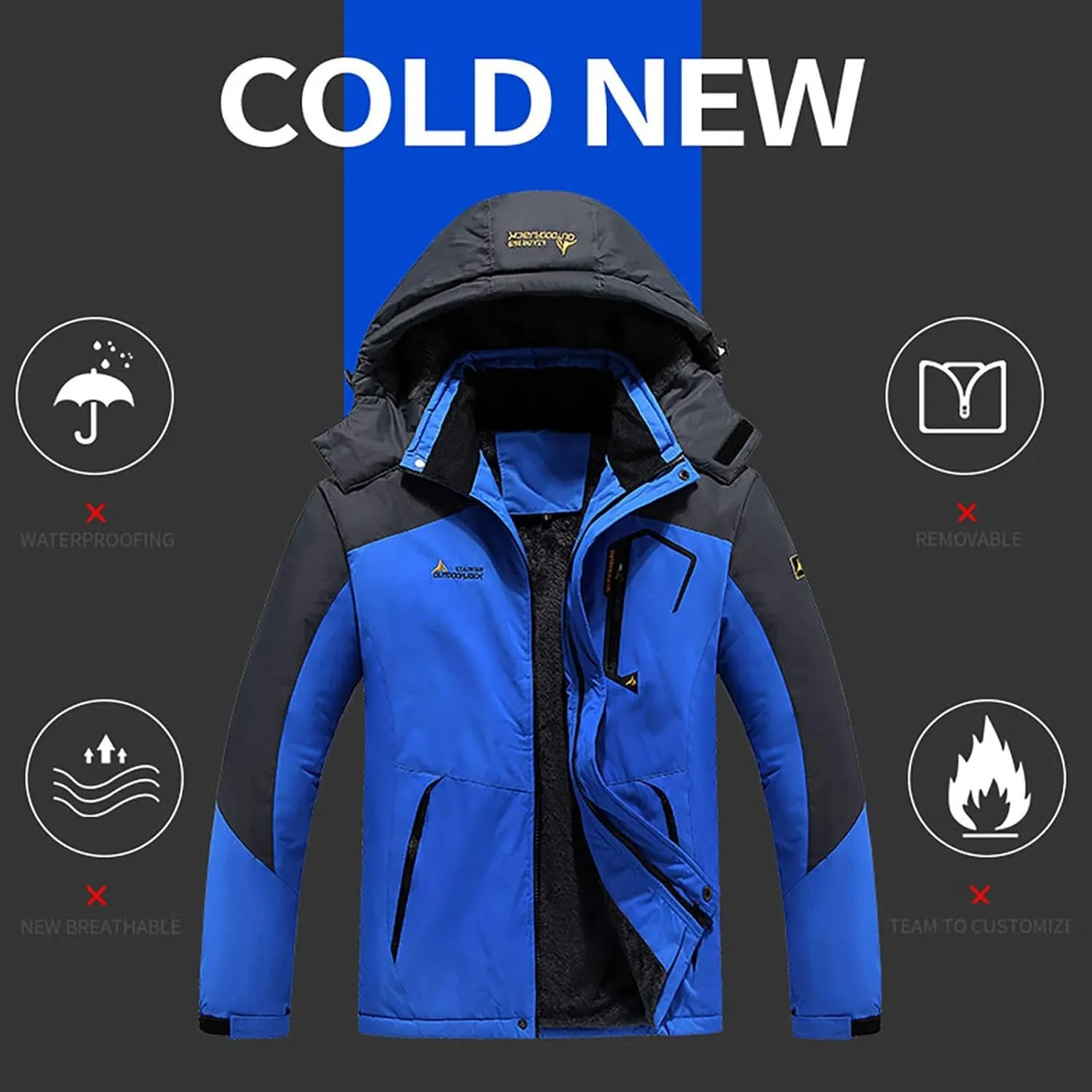 Waterproof Snowboarding Raincoat Warm Hooded Man's Windbreaker Jackets Men's Coats & Jackets Coat Jacket Men