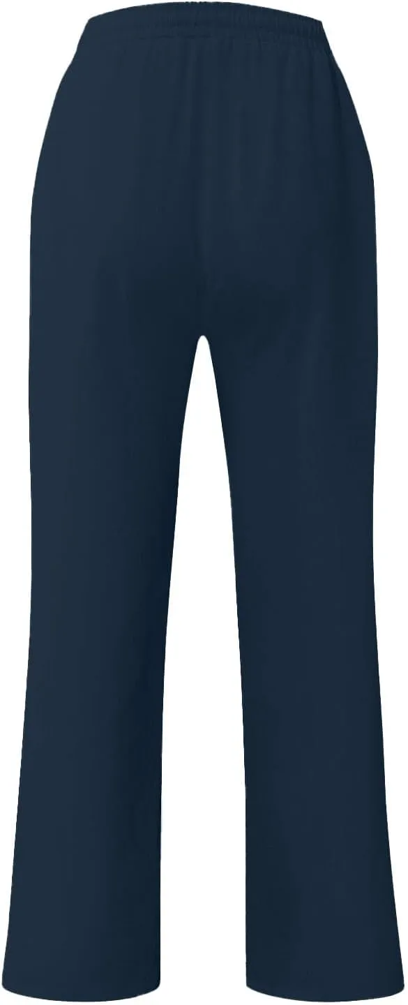 WENKOMG1 Cotton Linen Pants for Men Solid Lightweight Lounge Pants Straight Leg Elastic Waist Drawstring Casual Pants