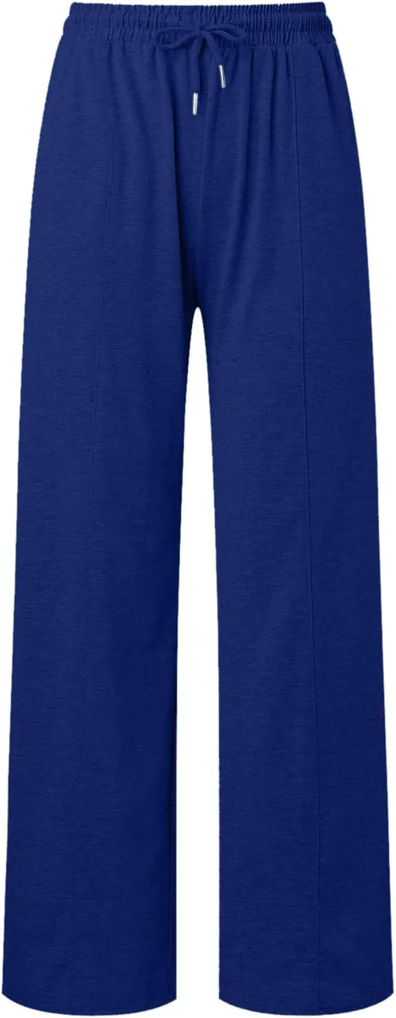 Wide Leg Sweatpants Women Drawstring Workout Active Sweat Pants High Waisted Baggy Lounge Pants with Pockets