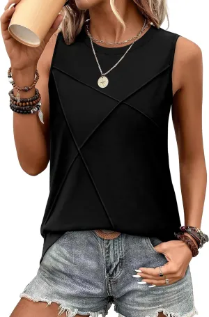 WIHOLL Summer Tank Tops for Women Loose Fit Crew Neck Casual Sleeveless Tops 2025 Trendy