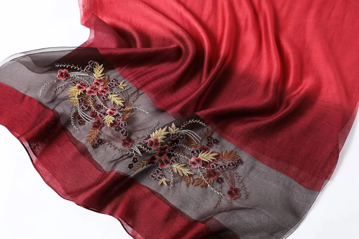 WINCESS.YU Silk Scarf for Women Lightweight Shawls and Wraps for Weddings Fashion Pashmina Shawl Embroidered Scarves