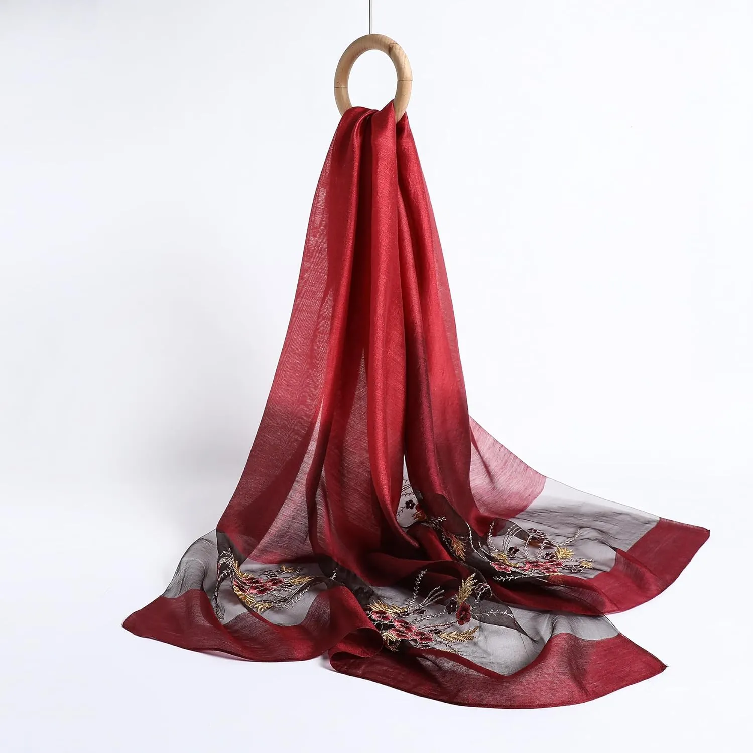 WINCESS.YU Silk Scarf for Women Lightweight Shawls and Wraps for Weddings Fashion Pashmina Shawl Embroidered Scarves