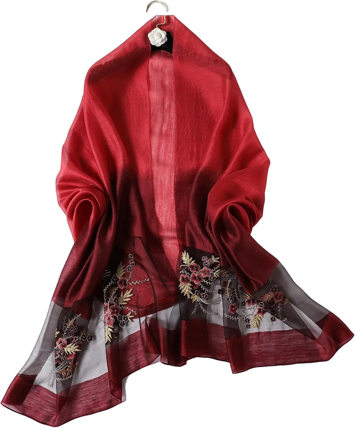 WINCESS.YU Silk Scarf for Women Lightweight Shawls and Wraps for Weddings Fashion Pashmina Shawl Embroidered Scarves