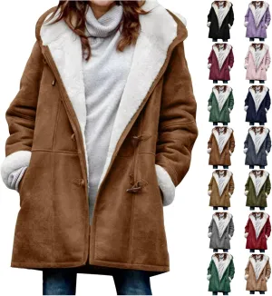 Winter Coats for Women 2024 Plus Size Warm Fleece Lined Jackets Button Down Sherpa Fur Hooded Parka Peacoat Outerwear