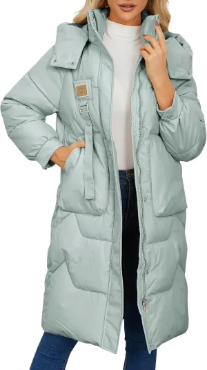 Winter Down Jacket Coat for Women Winter Long Puffer Hooded Zip Up Thickened Down Jackets Trendy Clothes Outerwear