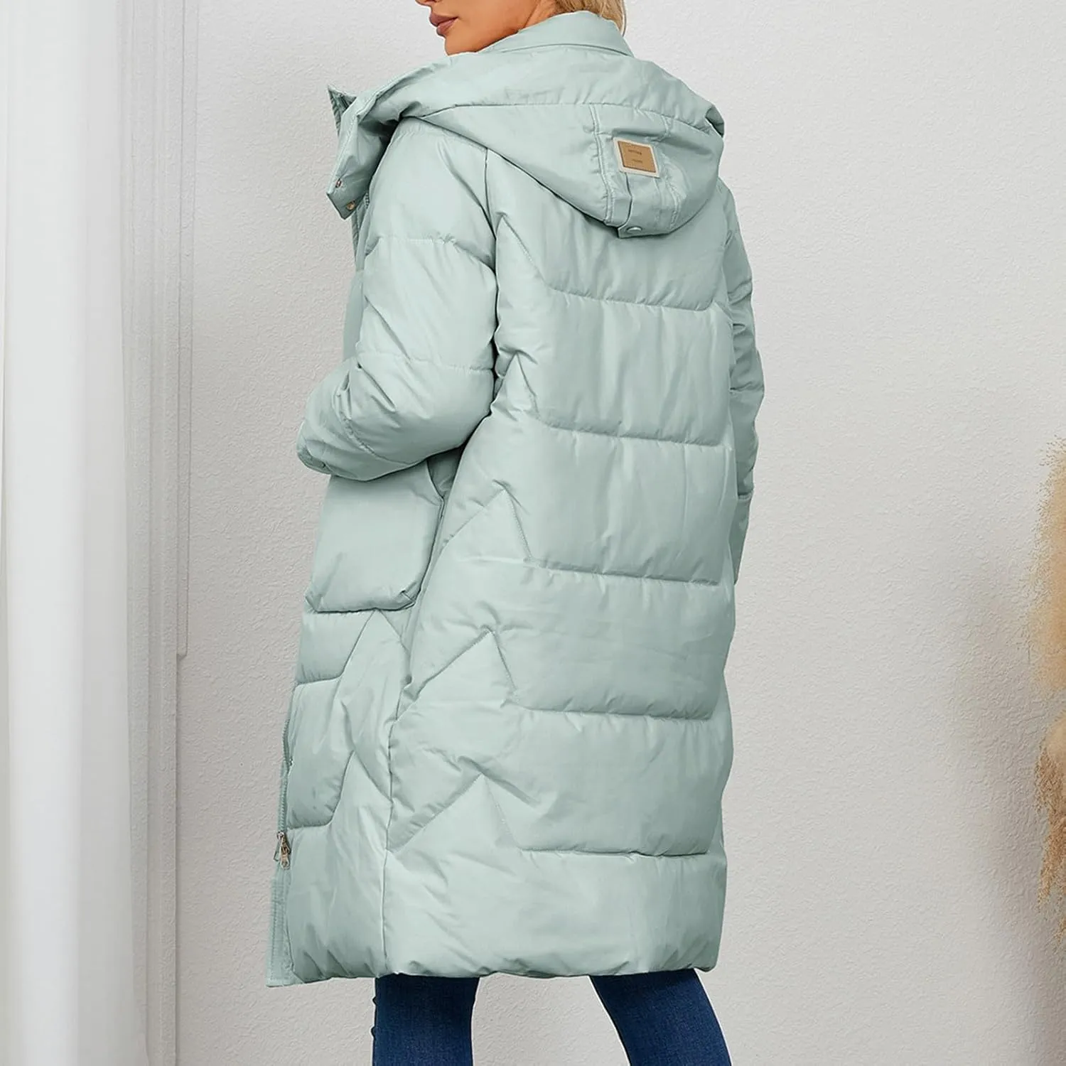 Winter Down Jacket Coat for Women Winter Long Puffer Hooded Zip Up Thickened Down Jackets Trendy Clothes Outerwear