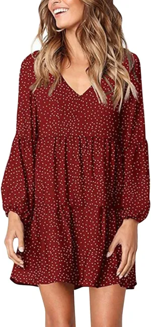 Women Chiffon Funny Party Dresses for Women 2024 V Neck Casual Dresses Ruffle Pleated Long Sleeve Black Summer Dress
