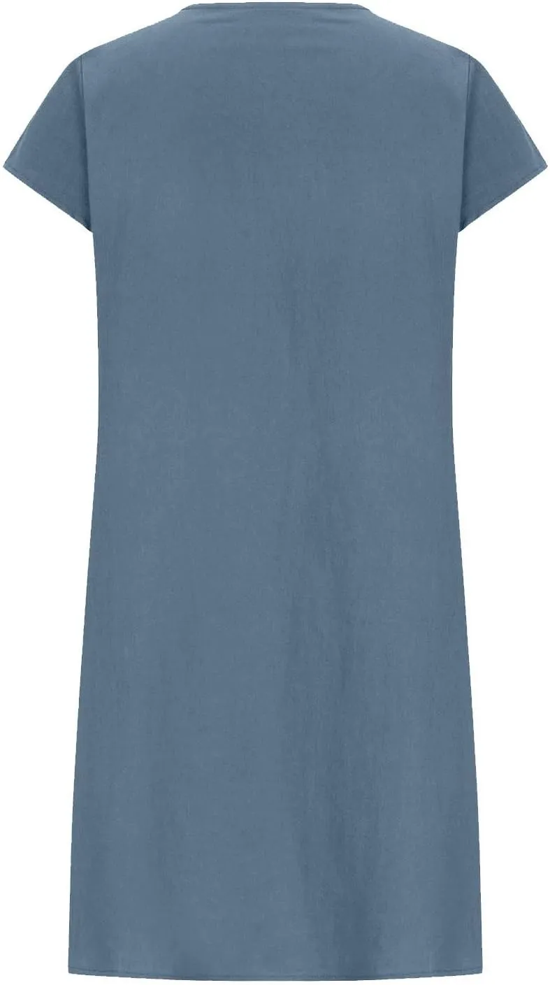 Women Cotton Linen Summer Dresses Casual Mini Short Dress Gauze Boho Dresses 2024 Trendy Vacation Clothing