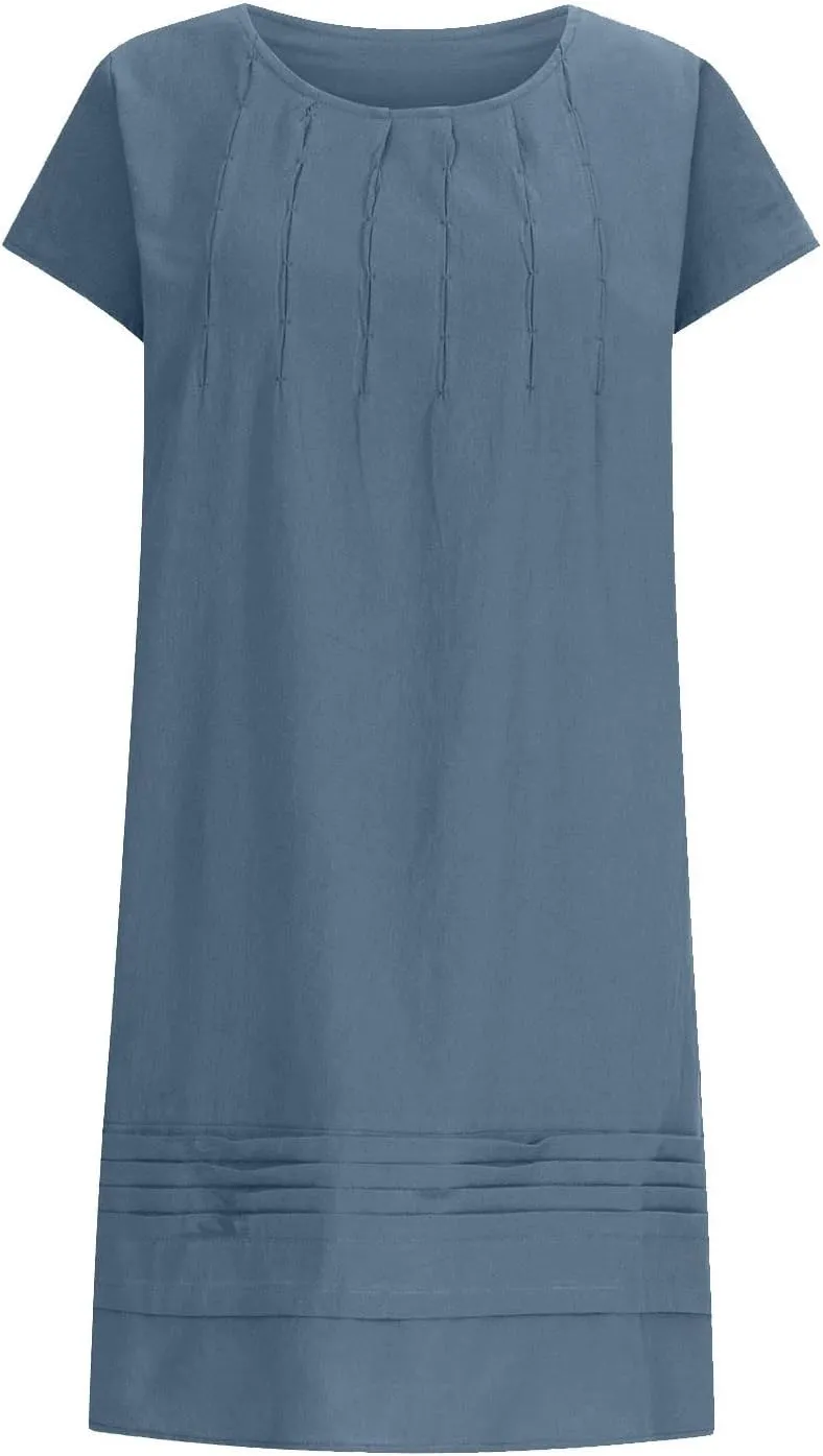 Women Cotton Linen Summer Dresses Casual Mini Short Dress Gauze Boho Dresses 2024 Trendy Vacation Clothing