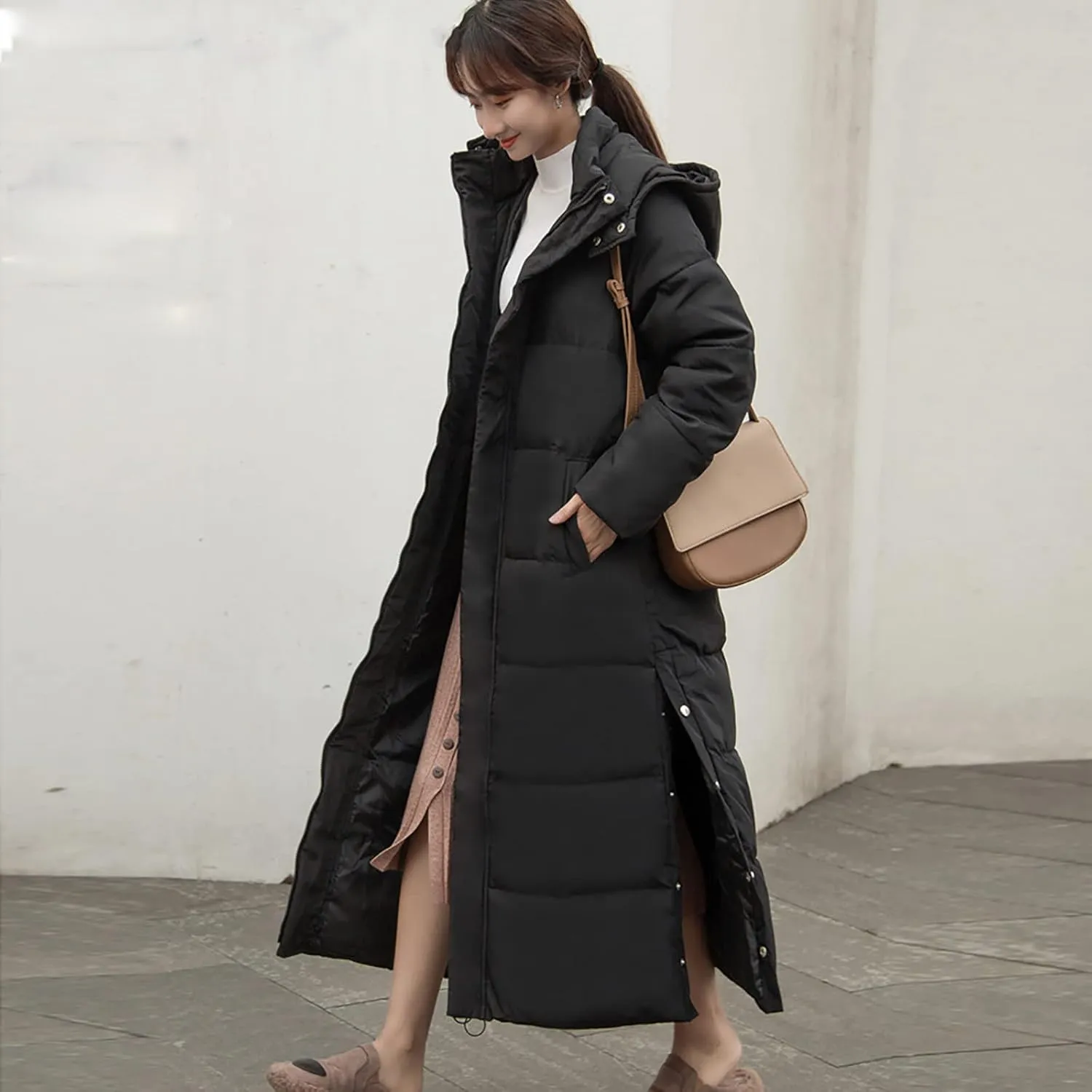 Women Down Puffer Coat Long Lightweight Jacket with Hood Bubble Coat Plus Size Quilted Parka Winter Hoodies