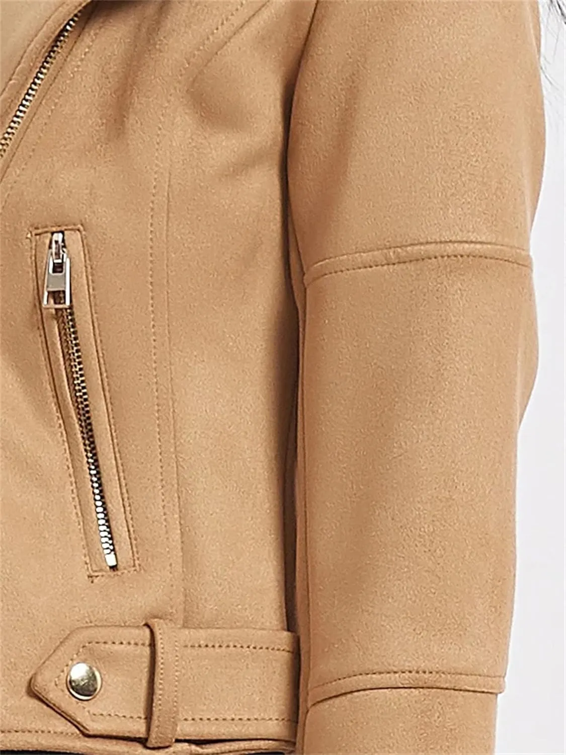 Women Faux Leather Motorcycle Jackets Casual Zipper Cropped Coat Bomber Biker Moto Jackets Outwear