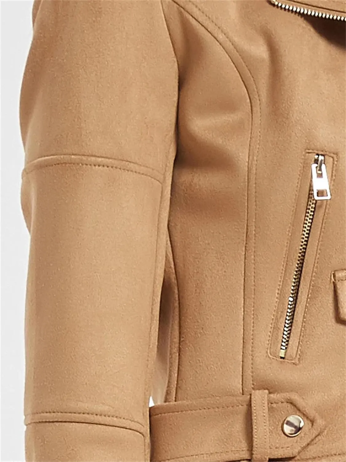 Women Faux Leather Motorcycle Jackets Casual Zipper Cropped Coat Bomber Biker Moto Jackets Outwear