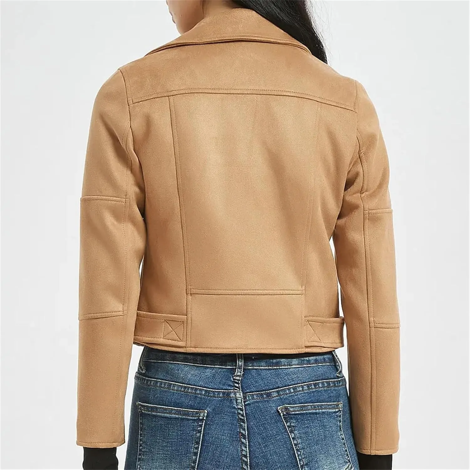 Women Faux Leather Motorcycle Jackets Casual Zipper Cropped Coat Bomber Biker Moto Jackets Outwear