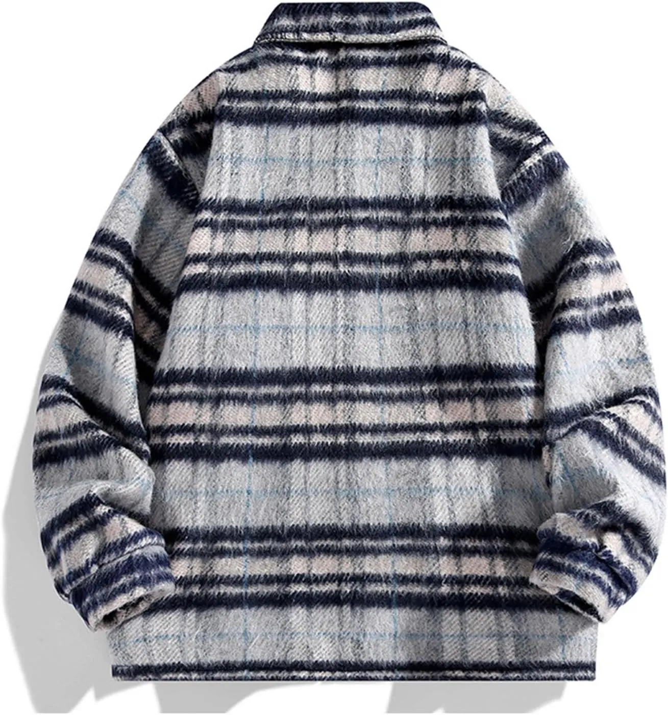 Women Fleece Shacket Jacket Casual Plaid Long Sleeve Button Down Shirts Jackets Wool Blend Coats Fall Outerwear 2024