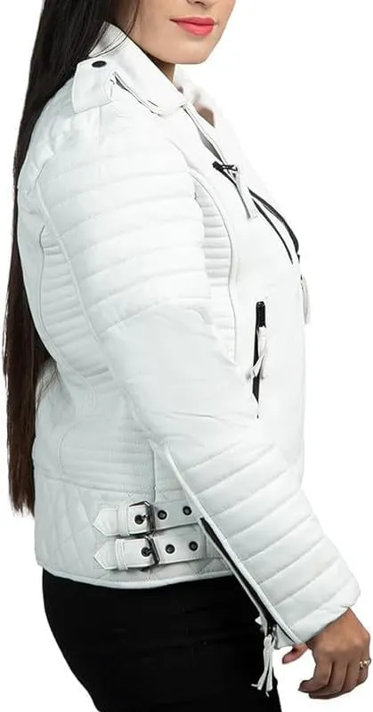 Women Leather Jackets - Plus Size Biker Short Coat Jacket - Brando Cafe Racer Classic Jackets