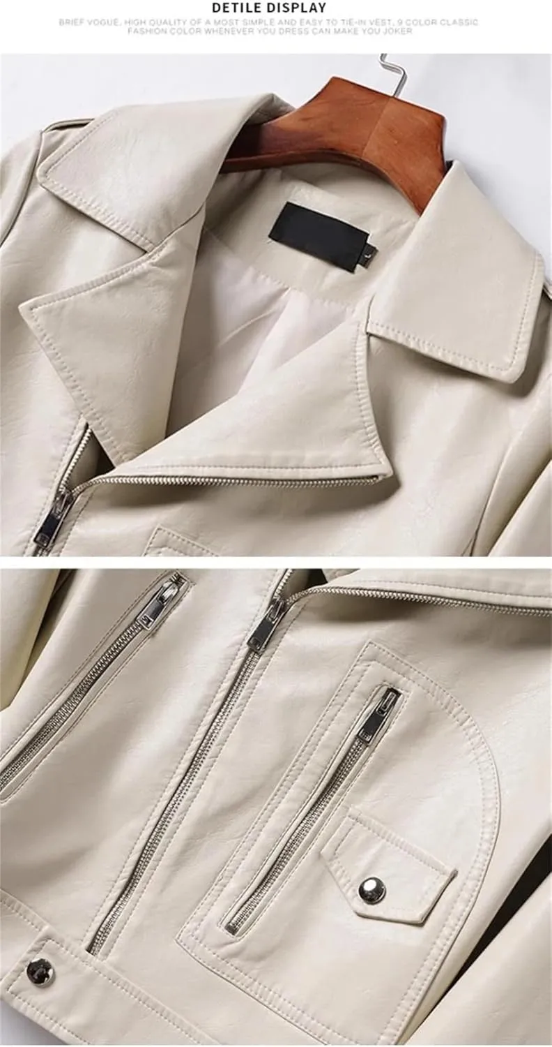 Women Moto Biker Sheep Leather Jackets Short Diagonal Zipper Real Split Sheepskin Jackets Coats