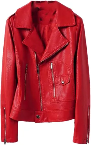 Women Moto Biker Sheep Leather Jackets Short Diagonal Zipper Real Split Sheepskin Jackets Coats