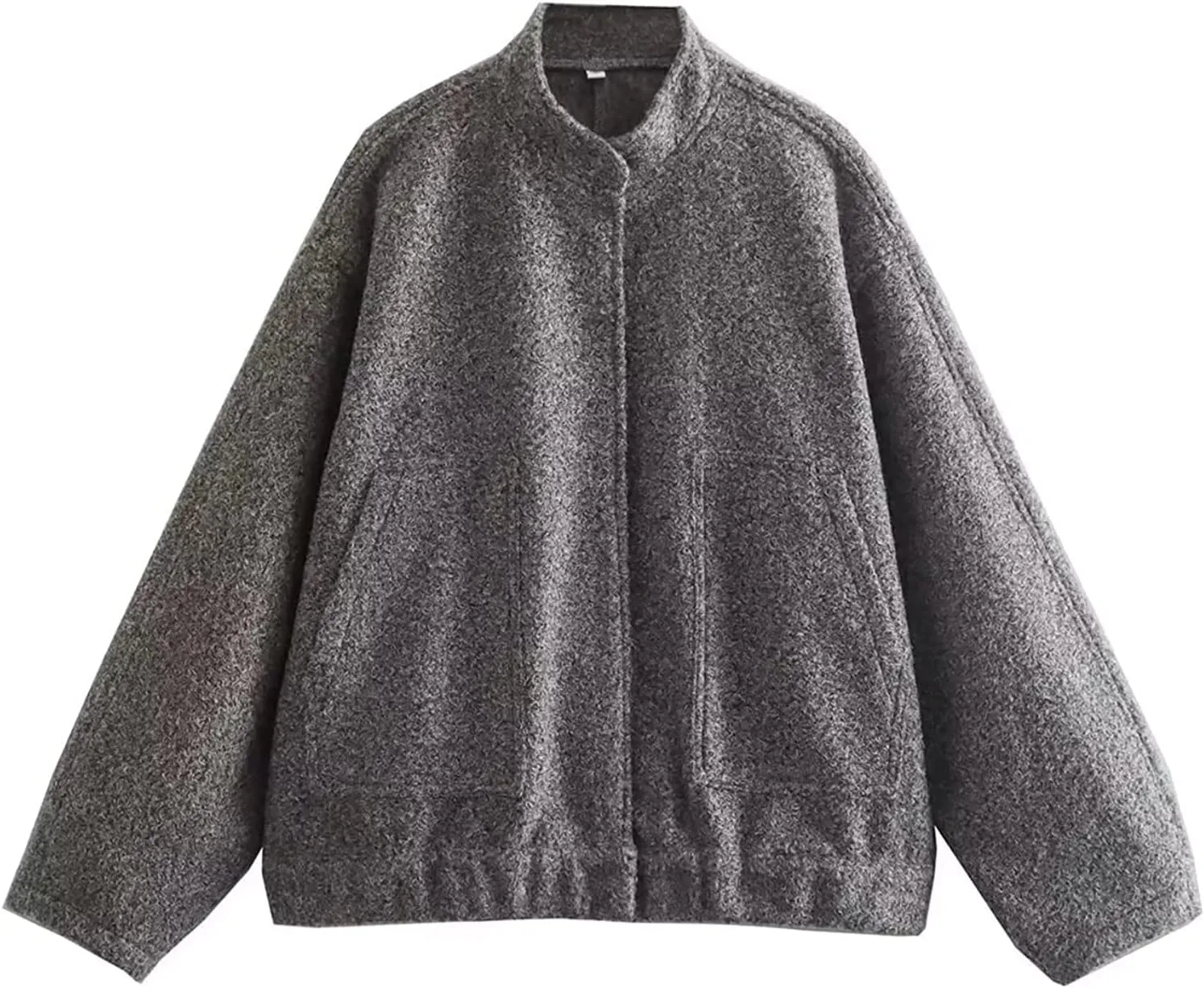 Women Oversized Long Sleeve Shacket Jackets Wool Blend Coat Button Down Outerwear Bomber Jackets